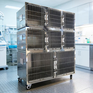 Cage de soins vétérinaires premium en acier inoxydable avec fermeture à bouton pour chiens, confort et maintien de la température constante, oxygène inclus - Product Image 2