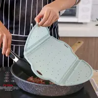 Mutfak gereçleri silikon sıçramak kalkan katlanabilir Pan kapak Squish katlanabilir gres ekran kızartma tavası