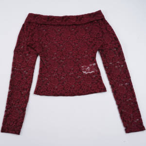 Camiseta Básica Pure Desire - Top de Manga Larga con Hombros Descubiertos para Mujer, Transpirable, con Cuello de Encaje, Corte Regular, para Combinar en Capas, Venta al Por Mayor - Product Image 5