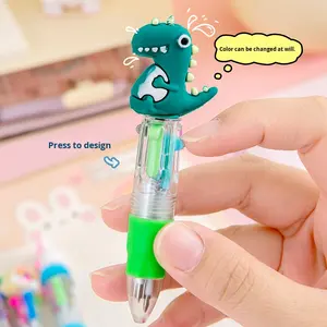 Pulpen Mini Kartun Empat Warna Lucu Portabel Pulpen Buku Catatan Siswa 4 Warna 0.5mm Alat Tulis Multi-Warna Bentuk Hewan Hadiah Kecil - Product Image 2