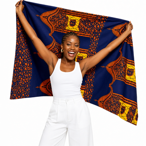 Nouvelle Arrivée Tissu Pagne Africain Hollandais en Coton 100% Biologique Peigné Batik Doré à Paillettes Tissé 150g/m² - Product Image 1
