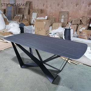 Foshan <strong>Square</strong> <strong>Dinning</strong> Italian White Marble Top High End Quality Black Metal Leg 6 Seaters Dining <strong>Tables</strong> and Chairs Set - Product Image 4