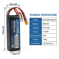 Batteries semi-solides 6S 800 cycles pour drones RC FPV UAV DHC DHC043 de 7/10/13/15 pouces, 8000 mAh, format pochette liquide