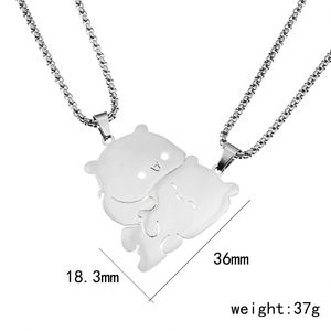 Stainless Steel Couple Necklaces for Lover <b>Cute</b> <b>Bear</b> Puzzle Pendant Couple Necklace for Women Men Jewelry Friends Best Gifts - Product Image 3