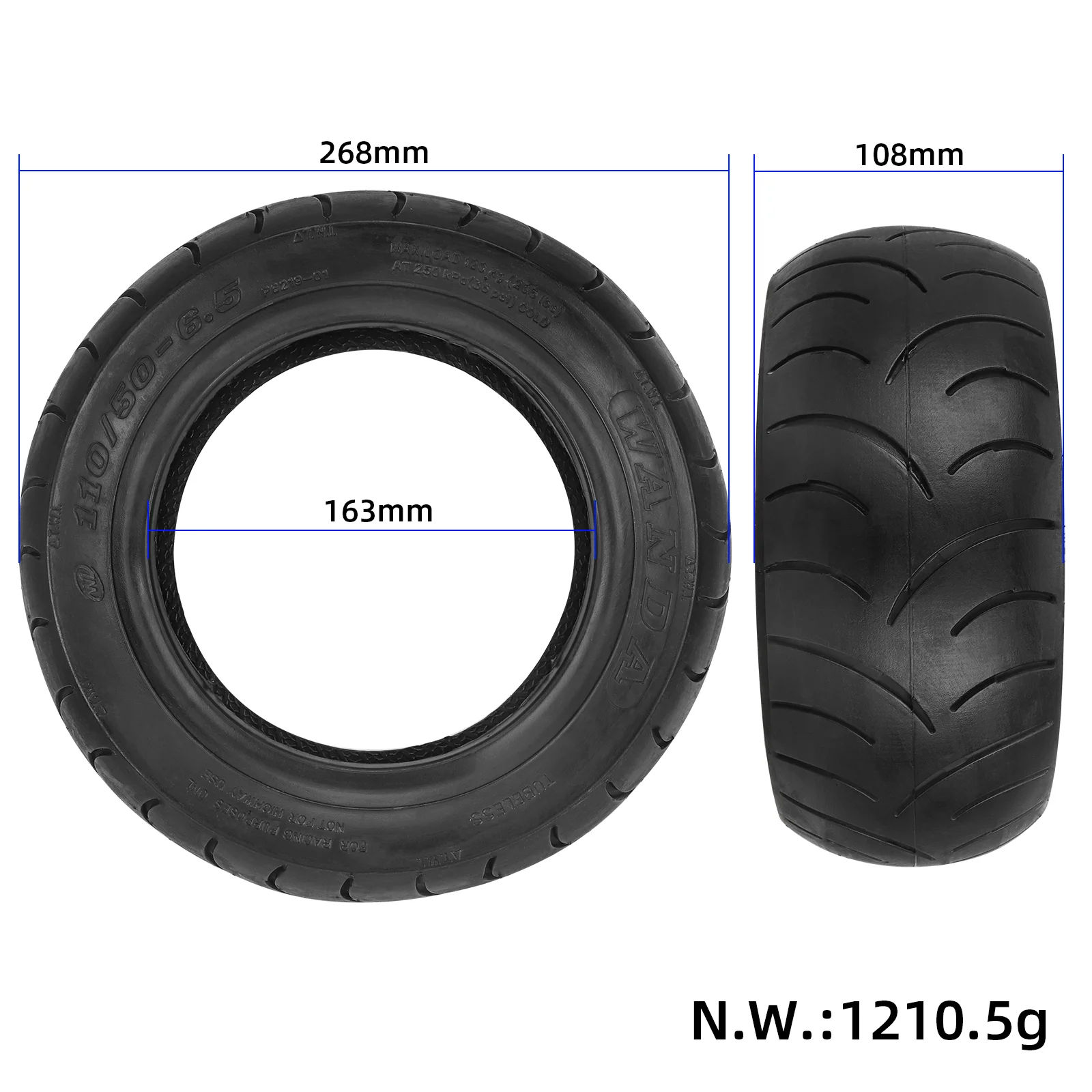 ยางวันด้า ไม่มียางใน ขนาด 110/50-6.5