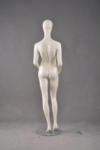 Mannequin de présentation féminin en fibre de verre, corps entier, blanc, tête brillante, surface peinte, pose debout, pour vêtements féminins - Product Image 3
