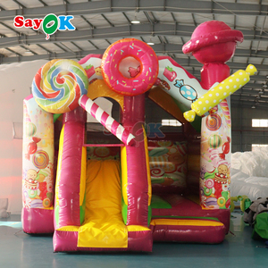 Sayok thương mại PVC kẹo Land bouncy lâu đài <span class=keywords><strong>Inflatable</strong></span> kẹo nhà bị trả lại trượt <span class=keywords><strong>Inflatable</strong></span> bouncers cho Đảng - Product Image 1