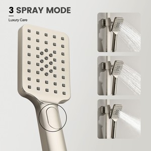 Ensemble de robinetterie de <span class=keywords><strong>douche</strong></span> murale contemporaine 3 fonctions en acier inoxydable nickel brossé avec <span class=keywords><strong>mitigeur</strong></span> eau chaude/froide pour salle de bain - Product Image 4