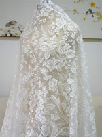 Kit DIY en tissu maille floral brodé ivoire style pastoral campagnard pour robes de mariée et cheongsams, tissu en dentelle