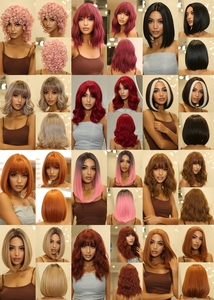 Tóc Giả Tổng Hợp Thẳng Nhiệt Độ Cao Với Tóc Mái Tóc Giả <span class=keywords><strong>Bob</strong></span> Ngắn Tóc Giả Hóa Trang Ombre Kiểu Tóc Chịu Nhiệt Cho Nữ - Product Image 4