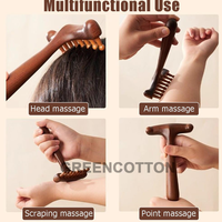 Masseur de cuir chevelu en bois avec logo personnalisé, masseur de cuir chevelu en forme de T avec poignée ronde et picots, outils de massage du cuir chevelu pour la tête et le corps