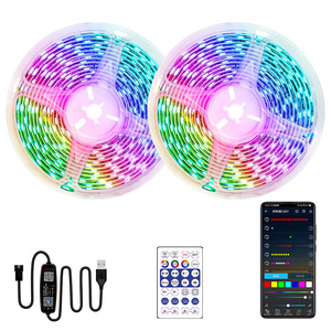 Tira de Luces LED RGB IC 2812B 2812 5V, Kit USB, <span class=keywords><strong>Color</strong></span> Completo, Mágico, Programable, Bluetooth, Control Remoto por Aplicación, Intermitente, Fondo de TV - Product Image 1