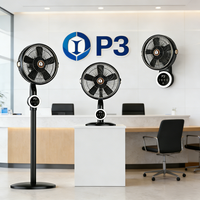 Nouveau ventilateur 3-en-1 2026 : sur pied/bureau/à clipser, oscillation à 360°, économe en énergie, pour usage extérieur et hôtelier (Gris foncé)