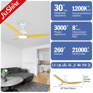 Ventilateur de plafond 1stshine Exécution exquise 230V 52 pouces Ventilateur de plafond LED réglable avec lumière et télécommande - Product Image 3