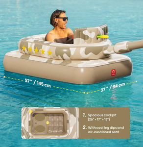 Flotador inflable con forma de tanque para adultos, con pistola de agua, para diversión en la piscina, fabricado en Vietnam. - Product Image 2