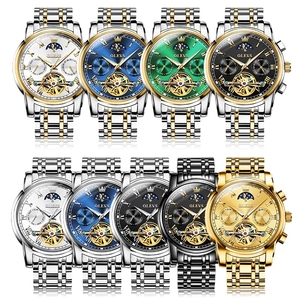 Montre mécanique classique pour homme OLEVS 6617, étanche, bracelet en acier inoxydable, montre squelette automatique mécanique - Product Image 5
