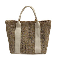 Bolso de mano de hombro tejido de ratán de gran capacidad informal para mujer, Cómodo bolso de paja de playa de verano y monederos grandes