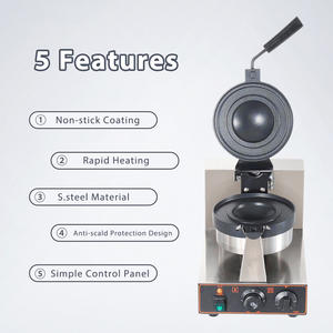 Machine à gaufres ronde en acier inoxydable AK14 1200W <span class=keywords><strong>gaufrier</strong></span> rotatif UFO commercial avec revêtement antiadhésif pour une cuisson uniforme - Product Image 4