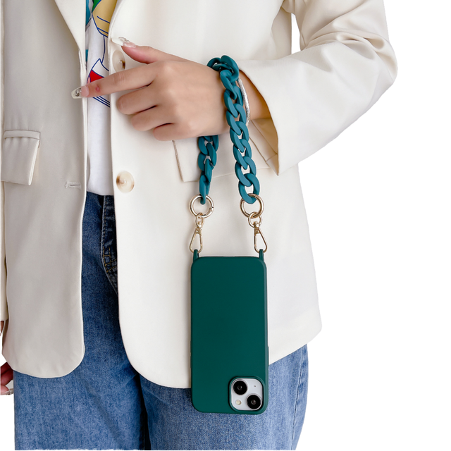 Crossbody Necklace Strap Lanyard Matte TPU for Mobile Phone Cases 11-17 Pro Max Luxury Design UV Painted Shockproof