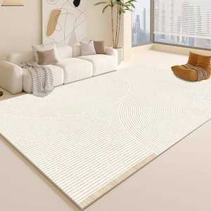 Tùy Chỉnh Kích Thước Lớn Kem Phong Cách In Polyester Pha Lê Nhung Máy Làm Không-Trượt Thảm Thảm Cho Phòng Khách Phòng Ngủ Hiện Đại - Product Image 1