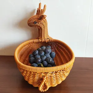 新しい販売籐のような織りバスケット食品ディスプレイ籐フレーム創造的な動物の形をした織りバスケット