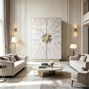 Meuble de présentation en bois massif artistique avec incrustations de nacre de luxe pour cave à vin, idéal pour les villas et les salons de grandes maisons - Product Image 3