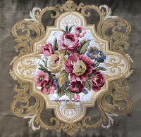 100% polyester chaîne tricoté jacquard collé imperméable brodé fleur de rose tapisserie d'ameublement et tissu pour rideaux