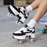 Chaussures à roulettes 4 roues sûres et durables pour garçons et filles, baskets tendance avec roues, chaussures décontractées à double usage pour le patinage