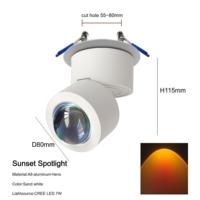 Spot LED encastré en aluminium anti-éblouissement à angle de faisceau réglable AC100~245V, lumière de coucher de soleil