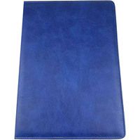 Premium Blue PU Leather Contract File logotipo en relieve personalizado carpeta de archivos de documentos tamaño A4 Notebook Funda de cuero bolsa