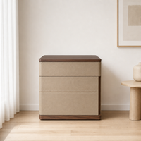 Table de chevet moderne faite à la main, écologique, à 3 tiroirs, avec plateau en bois foncé, revêtement Pebble, fermeture douce, en bois massif multicouche, pour salle à manger