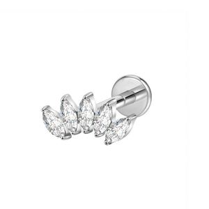 Hot Sale Jewelry G23 F136 <b>Titanium</b> Labret Flatback Tragus Earring Stud Internal Thread Zircon Lip <b>Rings</b> Cartilage Helix Piercing - Product Image 4