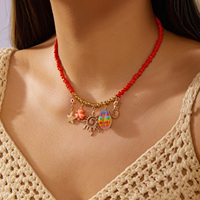 Collier ras du cou RINHOO bohème avec pendentif étoile de mer et coquillage, perles de riz faites à la main, corail soleil, conque et perles, cadeau idéal pour les fêtes à la plage
