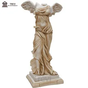 Statue en marbre de la déesse de la victoire grecque, taille réelle personnalisée, décoration extérieure