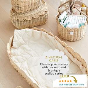 YULIN JIAFU Organisateur de caddie de couches pour bébé-Panier en rotin festonné fait à la main et primé-Panier à couches de luxe - Product Image 2