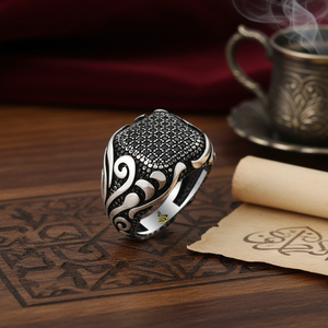 925K Sterling <b>Silver</b> Design Turkish <b>Men</b> Onyx <b>Ring</b> - Product Image 3