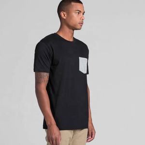 T-shirt à poche poitrine vierge de qualité supérieure, personnalisable, faible MOQ, pour hommes, 100% coton - Product Image 6