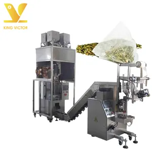 KV Automatic Triangle Tea Leaf Pouch Filling Small Nylon Pyramide Bag Making Packing Herbal Tea Packaging Machine