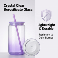 Gobelets isothermes en verre borosilicate de 16 oz pour café glacé avec couvercles en acrylique et pailles, anti-fuite et réutilisables, compatibles lave-vaisselle et micro-ondes