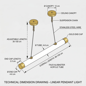 Suspension linéaire moderne en pierre d'onyx naturelle, forme cylindrique longue et solide, avec double suspension en laiton, pour éclairage d'îlot de cuisine haut de gamme - Product Image 4