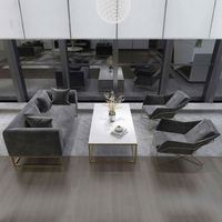 Bestseller Indoor Modernes Schwarz-Graues 3+2+1+1+1 Set Rechteckiges Wohnzimmer-Set Ledersofa-Möbel