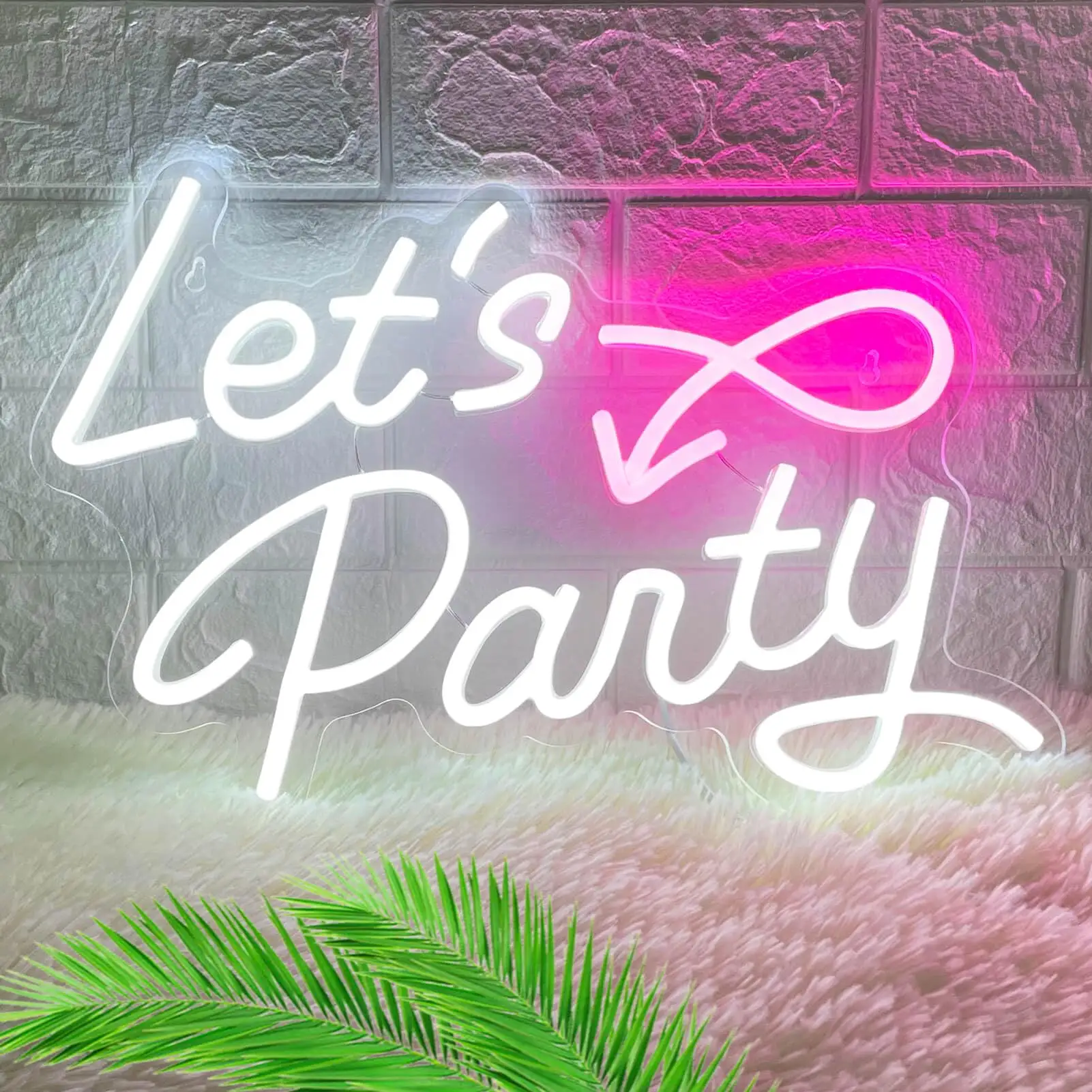 Let's Party Neon Signs for Wall Decor Lets Party Sign LED Neon Sign Art Decorative Light for Birthday Party