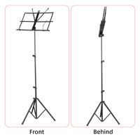 Aksesori instrumen musik lipat, dudukan musik logam desain Tripod tugas berat bingkai baja hitam dapat disesuaikan