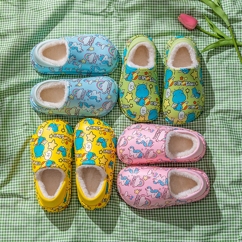 Wholesale Custom baby EVA Waterproof Upper Cute Cartoon Plush Warm Home Indoor Shoes Autumn And Winter Children Slippers