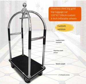 Meubles commerciaux boîte de voyage sac roues en acier inoxydable or cage à oiseaux hôtel hall <span class=keywords><strong>valise</strong></span> <span class=keywords><strong>chariot</strong></span> à bagages - Product Image 6