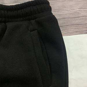 Otoño hombres 100% algodón peso pesado pantalones de chándal cintura media cordón Jogger bordado personalizado negro deportes entrenamiento polar - Product Image 5