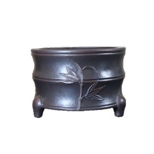 Maceta de bonsái hecha a mano de arcilla morada con diseño de bambú y recipiente para plantas acuáticas y decoración Feng Shui - Product Image 1