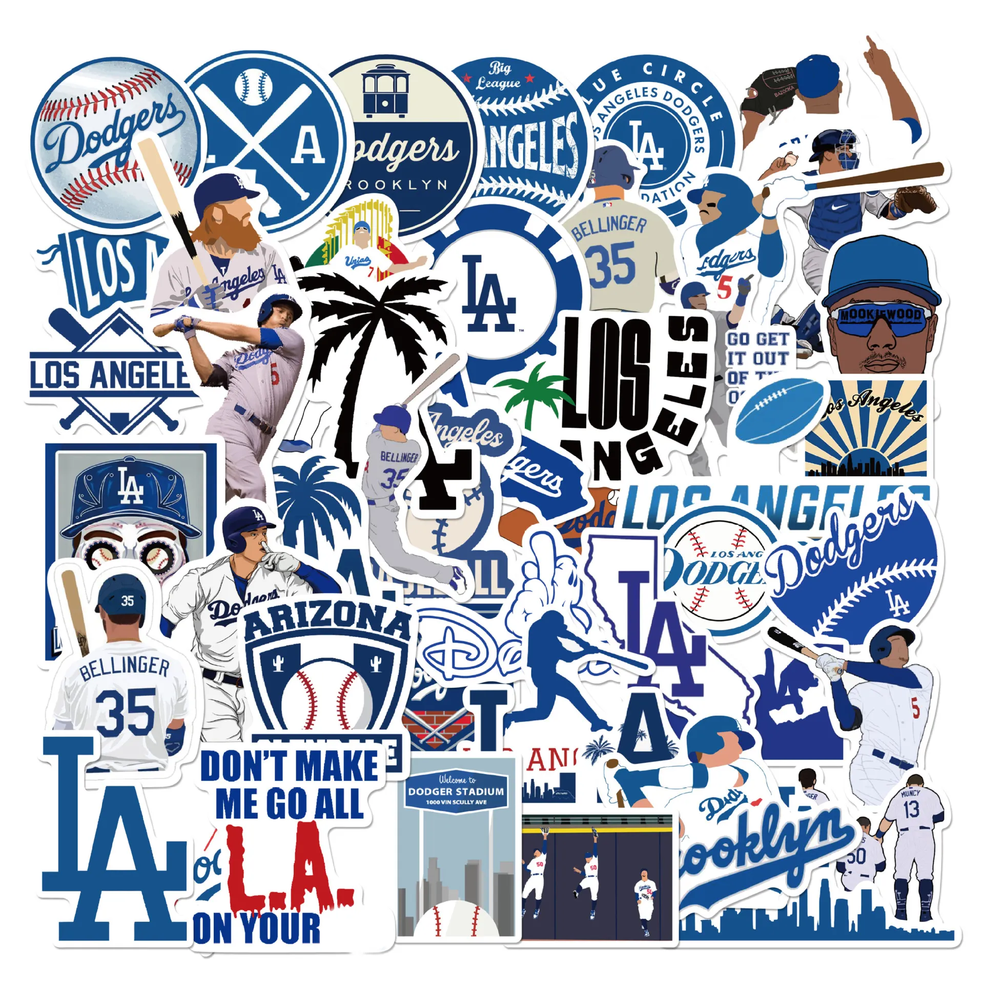 50 Stück New Los Angeles Dodgers Logo Graffiti Aufkleber für Flasche Laptop Telefon Auto Dodgers Baseball Team Aufkleber