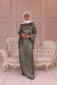 Nuevo Vestido Abaya Musulmán de Satén, Pañuelo Musulmán de Seda <span class=keywords><strong>Medina</strong></span>, Vestido Elegante y Modesto - Product Image 5