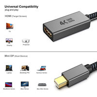 Adaptador DP a HDTV 4K UHD 30Hz, Convertidor Estándar DP / Mini DP Macho a Hembra de Aleación de Aluminio para Laptop, PC, TV, Monitor, Proyector